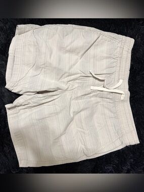 Old Navy Cream Drawstring Shorts with Subtle Stripe